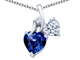 Original Star K™ 8mm Heart Shape Created Sapphire Double Hearts Pendant