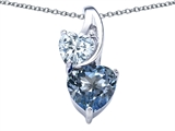 Original Star K™ 8mm Heart Shape Simulated Aquamarine Double Hearts Pendant