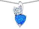 Original Star K™ 8mm Heart Shape Created Blue Opal Double Hearts Pendant