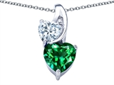 Original Star K™ 8mm Heart Shape Simulated Emerald Double Hearts Pendant