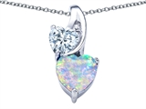 Original Star K™ 8mm Heart Shape Created Opal Double Hearts Pendant