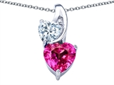 Original Star K™ 8mm Heart Shape Created Pink Sapphire Double Hearts Pendant