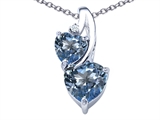 Original Star K™ 8mm Heart Shape Simulated Aquamarine Double Hearts Pendant