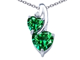 Original Star K™ 8mm Heart Shape Simulated Emerald Double Hearts Pendant