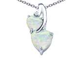 Original Star K™ 8mm Heart Shape Created Opal Double Hearts Pendant