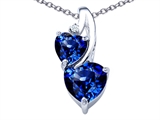 Original Star K™ 8mm Heart Shape Created Sapphire Double Hearts Pendant