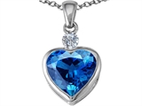 Original Star K™ 10mm Heart Shape Simulated Blue Topaz Heart Pendant