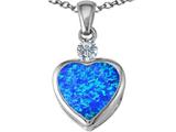 Original Star K™ 10mm Heart Shape Created Blue Opal Heart Pendant