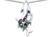 Original Star K™ 7mm Heart Shape Mystic Topaz Two Swimming Dolphin Pendant