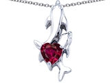 Original Star K™ 7mm Heart Shape Created Ruby Two Swimming Dolphin Pendant