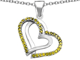 Original Star K™ Round Simulated Citrine Double Hearts Pendant