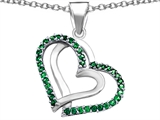 Original Star K™ Round Simulated Emerald Double Hearts Pendant