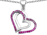 Original Star K™ Round Created Pink Sapphire Double Hearts Pendant
