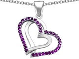Original Star K™ Round Simulated Amethyst Double Hearts Pendant