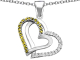 Original Star K™ Round Simulated Citrine Double Hearts Pendant