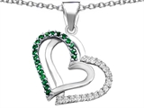 Original Star K™ Round Simulated Emerald Double Hearts Pendant