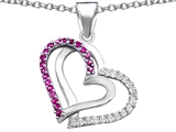Original Star K™ Round Created Pink Sapphire Double Hearts Pendant