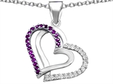 Original Star K™ Round Simulated Amethyst Double Hearts Pendant