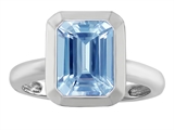 Original Star K™ 9x7mm Emerald Cut Octagon Solitaire Engagement Ring With Simulated Aquamarine