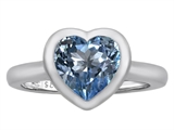 Original Star K™ 8mm Heart Shape Solitaire Engagement Ring With Simulated Aquamarine