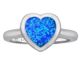 Original Star K™ 8mm Heart Shape Solitaire Engagement Ring With Created Blue Opal