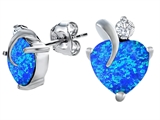 Original Star K™ 8mm Heart Shape Created Blue Opal Heart Earrings