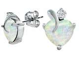 Original Star K™ 8mm Heart Shape Created Opal Heart Earrings