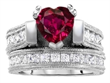 Original Star K™ 7mm Heart Shape Created Ruby Engagement Wedding Set
