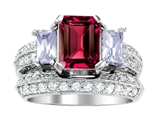 Original Star K™ 8x6mm Emerald Octagon Cut Created Ruby Engagement Wedding Set