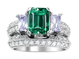 Original Star K™ 8x6mm Emerald Octagon Cut Simulated Emerald Engagement Wedding Set