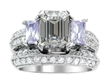 Original Star K™ 8x6mm Emerald Octagon Cut Genuine White Topaz Engagement Wedding Set