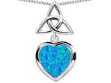 Celtic Love by Kelly ™ Love Knot Pendant with Heart 9mm Created Blue Opal