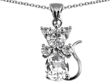 Original Star K™ Cat Pendant With Genuine White Topaz