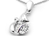 Original Star K™ Round 6mm Genuine White Topaz Cat Pendant