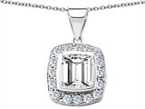 Original Star K™ Square Cushion Cut 8mm Simluated White Sapphire Pendant
