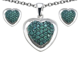 Original Star K™ Simulated Emerald Heart Shape Love Pendant Box Set with matching earrings