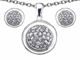 Original Star K™ Cubic Zirconia Round Puffed Pendant Box Set with matching earrings