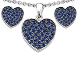 Original Star K™ Created Sapphire Heart Shape Love Pendant Box Set with matching earrings