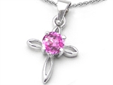 Original Star K™ Round Created Pink Sapphire Cross Pendant