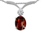 Tommaso Design™ Oval 8x6mm Genuine Garnet and Diamond Pendant