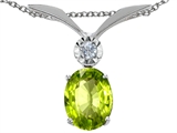 Tommaso Design™ Oval 8x6mm Genuine Peridot and Diamond Pendant