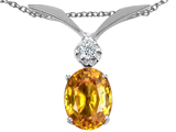 Tommaso Design™ Oval 8x6mm Genuine Citrine and Diamond Pendant