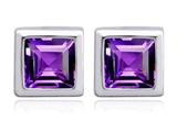 Original Star K™ 7mm Square Cut Genuine Amethyst Earring Studs