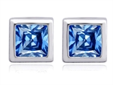 Original Star K™ 7mm Square Cut Genuine Blue Topaz Earring Studs