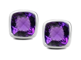 Original Star K™ 7mm Cushion Cut Genuine Amethyst Earring Studs