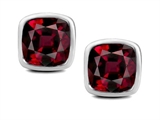 Original Star K™ 7mm Cushion Cut Genuine Garnet Earring Studs