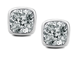 Original Star K™ 7mm Cushion Cut Genuine White Topaz Earring Studs