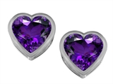 Original Star K™ 7mm Heart Shape Genuine Amethyst Heart Earring Studs