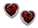Original Star K™ 7mm Heart Shape Genuine Garnet Heart Earring Studs