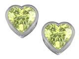 Original Star K™ 7mm Heart Shape Genuine Peridot Heart Earring Studs